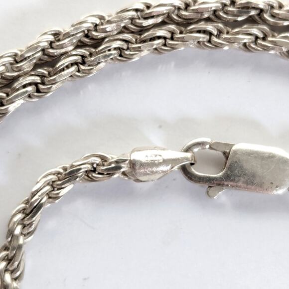 Vintage Classic Italy 925 Sterling Silver Unisex Rope Chain Necklace 18" - Picture 3 of 5